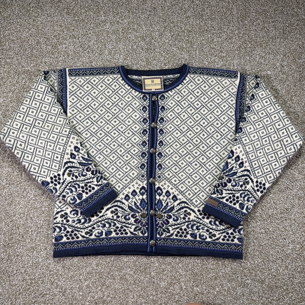 Dale Of Norway Casual Cardigan Sweater Fair Isle Button 100% Wool Women's Size S